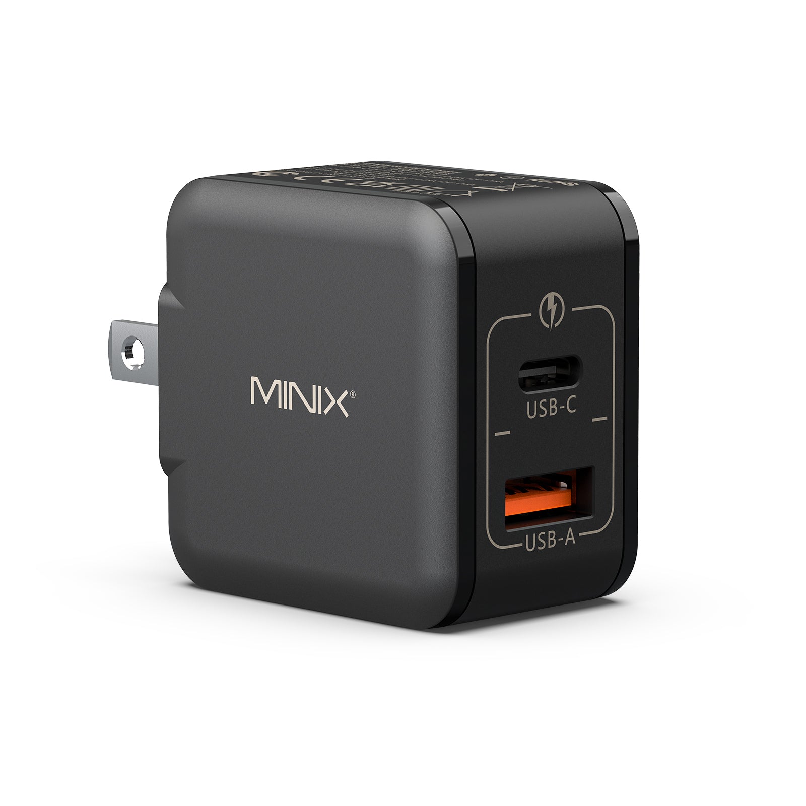 MINIX P1 Mini 33W 2-Port GaN Wall Charger with Interchangeable Plugs