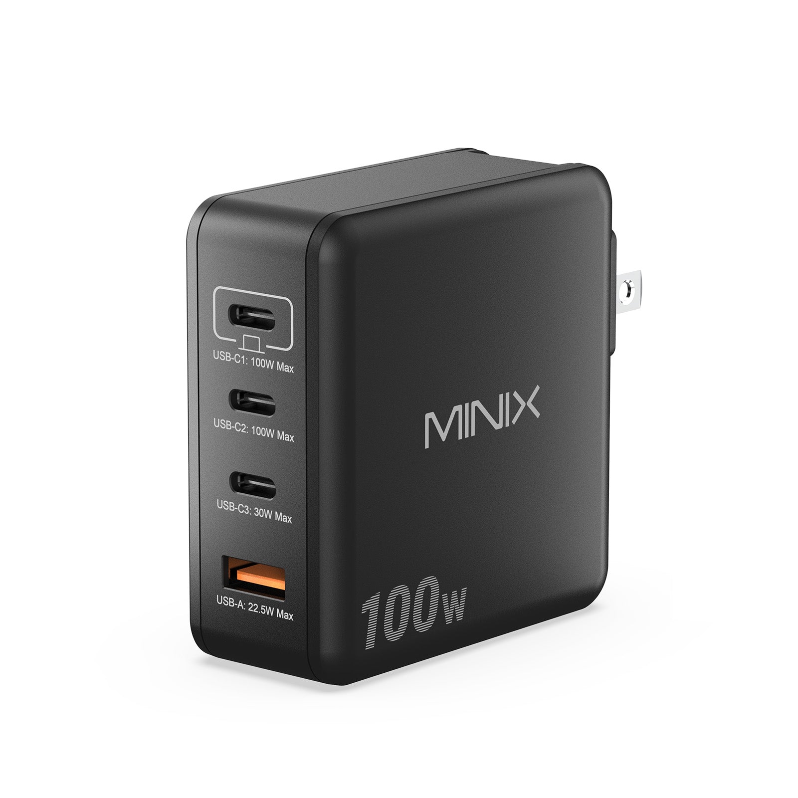 Ładowarka ścienna MINIX P100 100 W GaN z 4 portami i wymiennymi wtyczkami