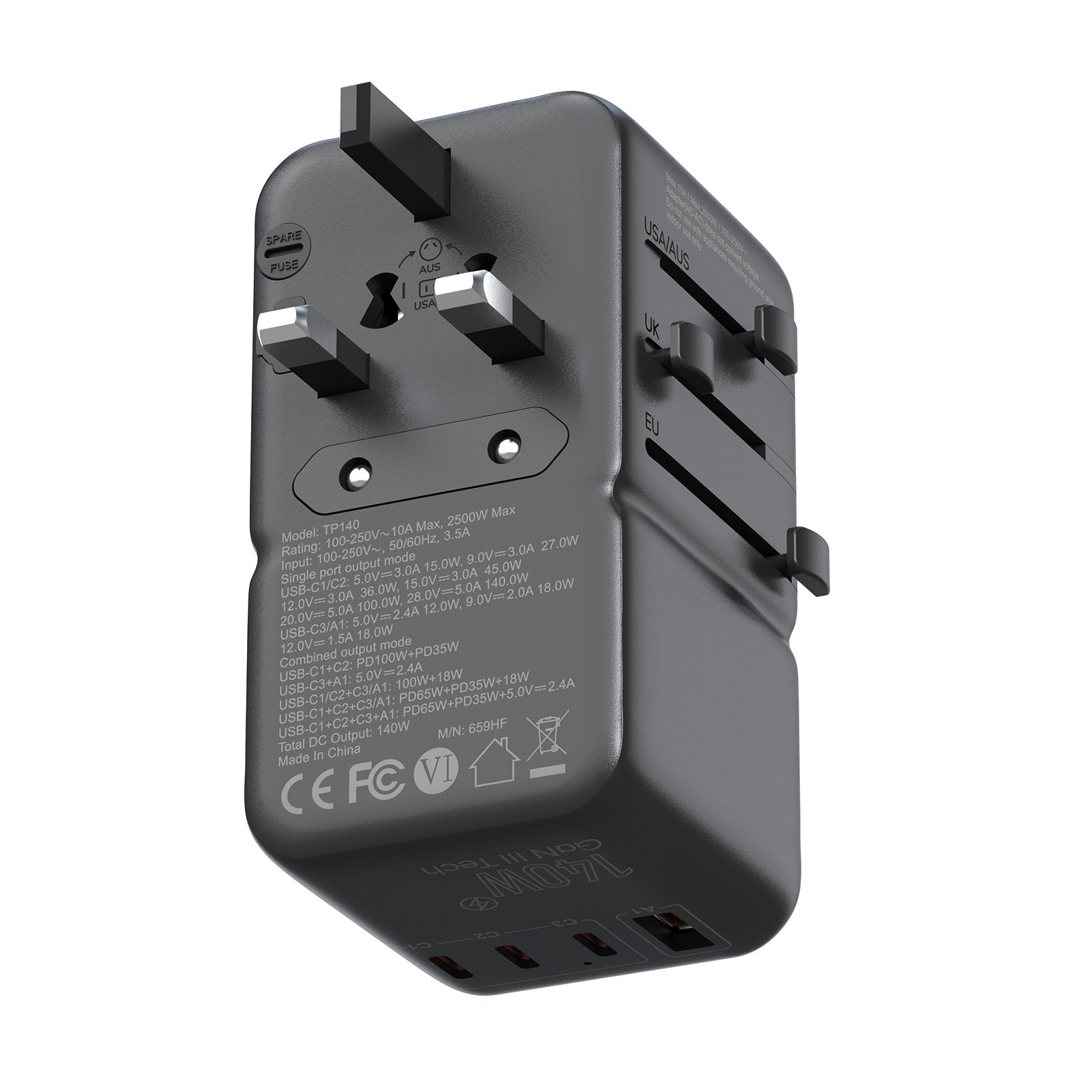 MINIX TP140 GaN-III 140W ユニバーサルトラベルアダプター