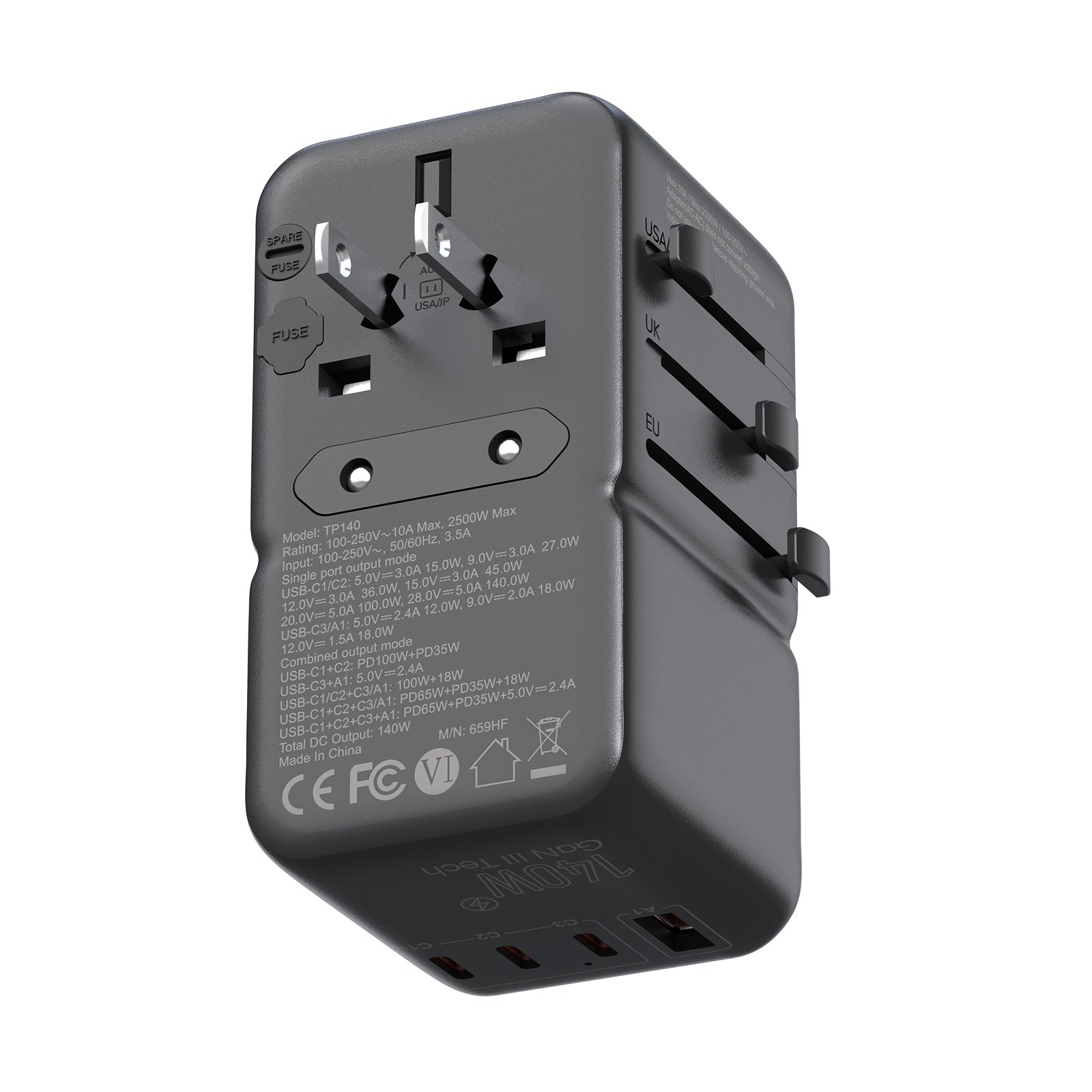 MINIX TP140 GaN-III 140W ユニバーサルトラベルアダプター