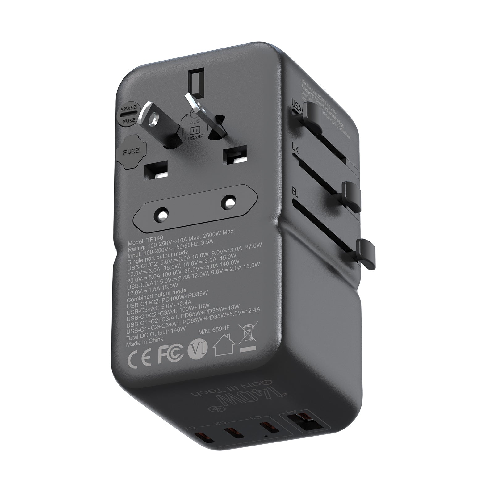 MINIX TP140 GaN-III 140W ユニバーサルトラベルアダプター