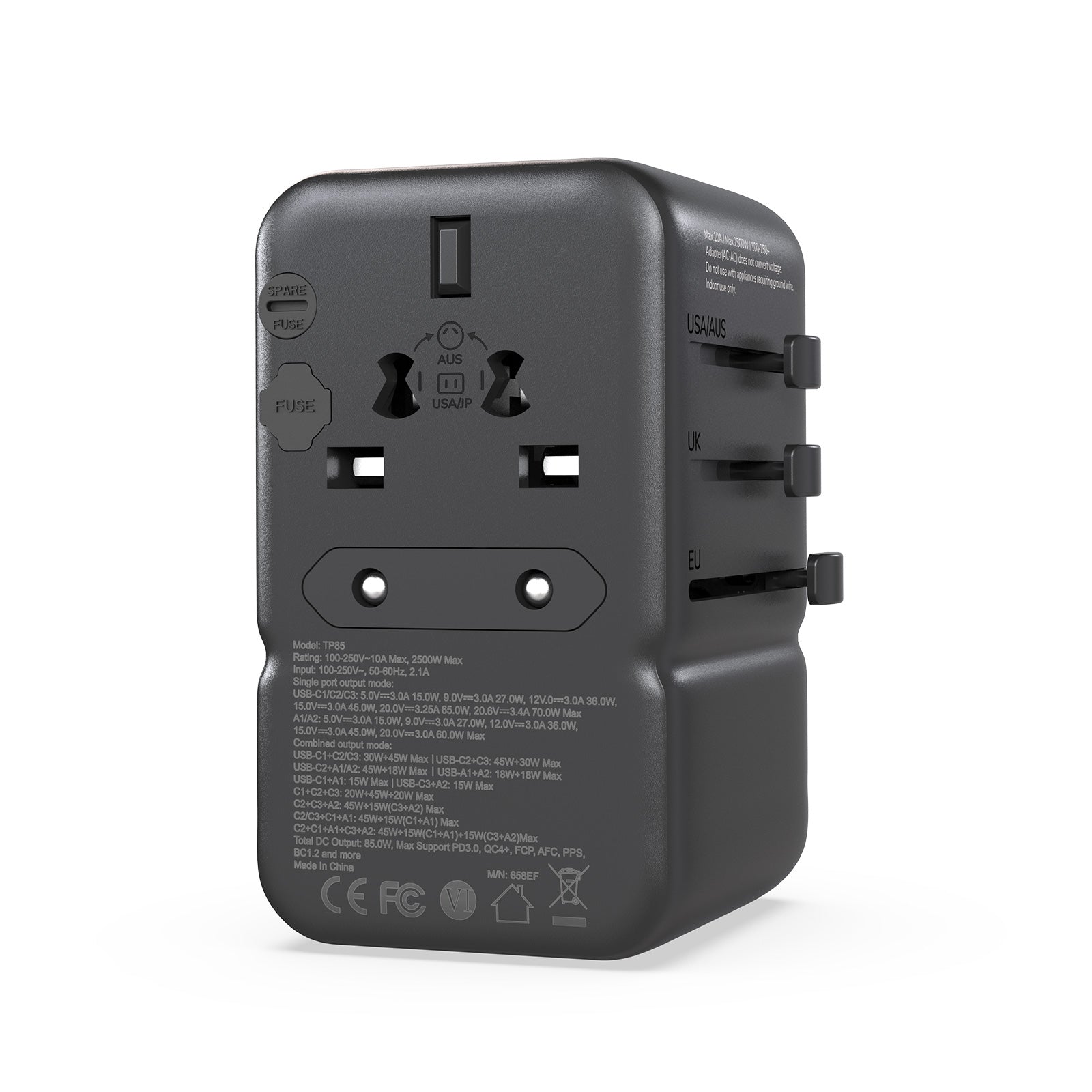 Adaptador de viaje universal MINIX TP85 GaN-III de 85 W