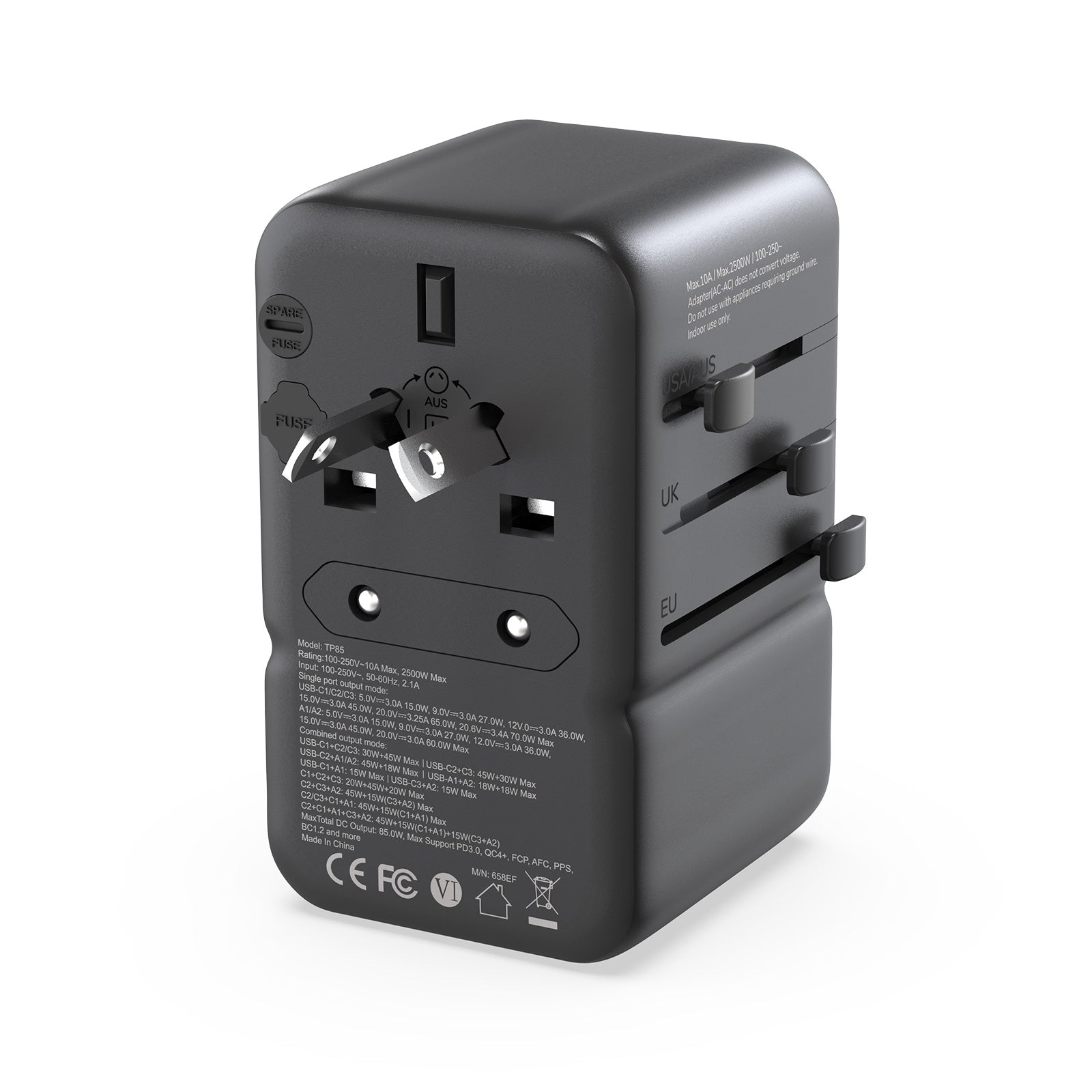 Adaptador de viaje universal MINIX TP85 GaN-III de 85 W