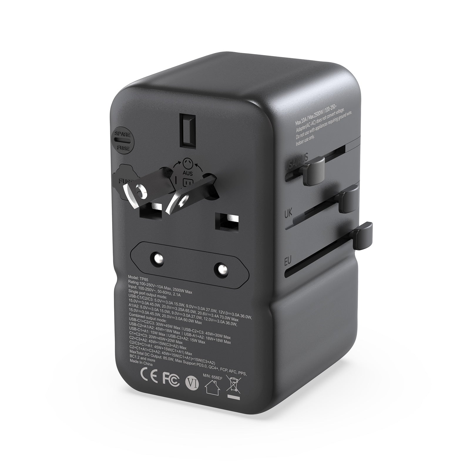 Adaptador de viaje universal MINIX TP85 GaN-III de 85 W