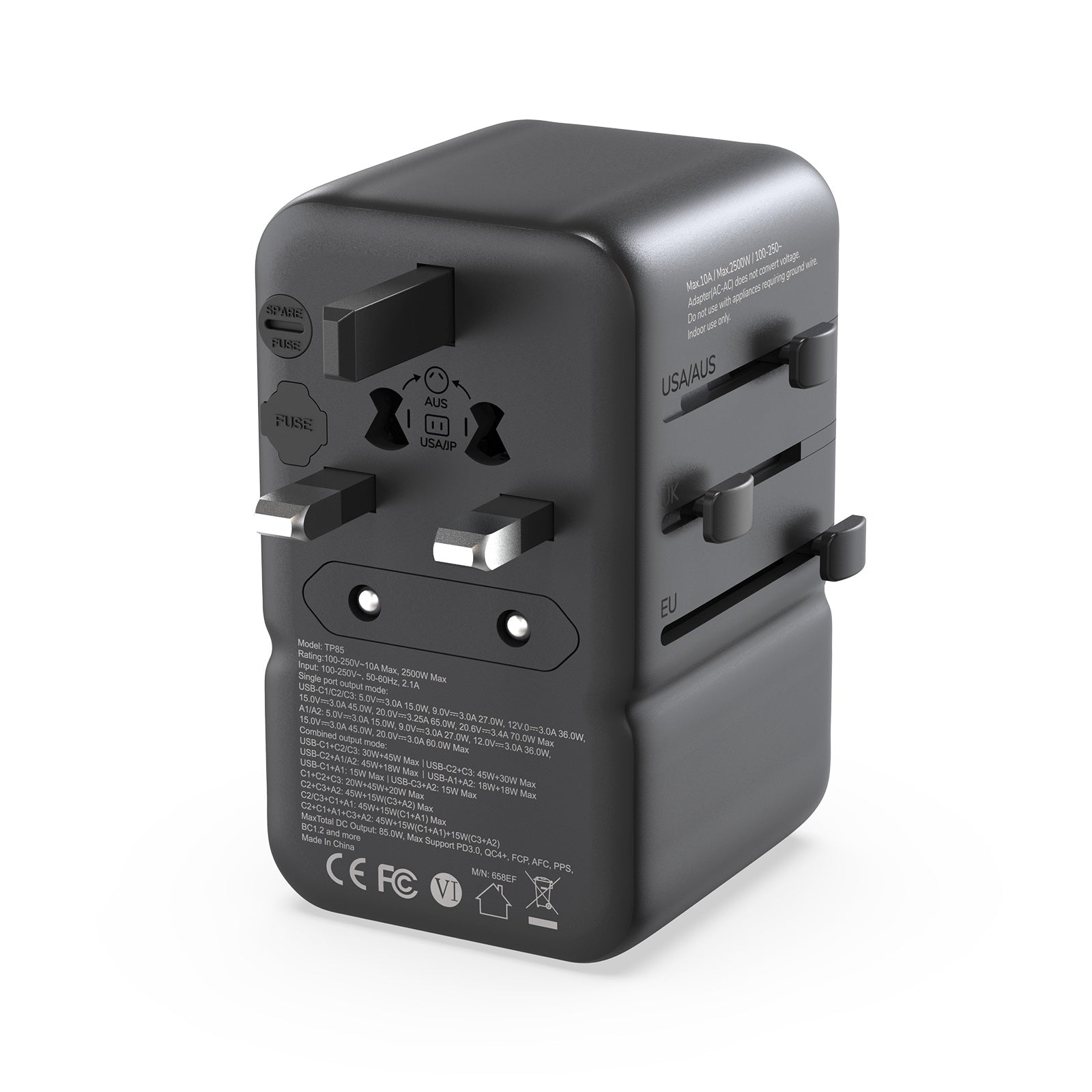 Adaptador de viaje universal MINIX TP85 GaN-III de 85 W