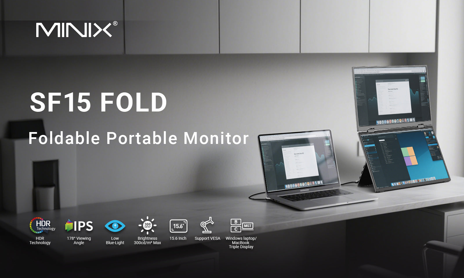 MINIX SF15 Foldable Portable Monitor – The Ultimate Dual-Screen Productivity Upgrade