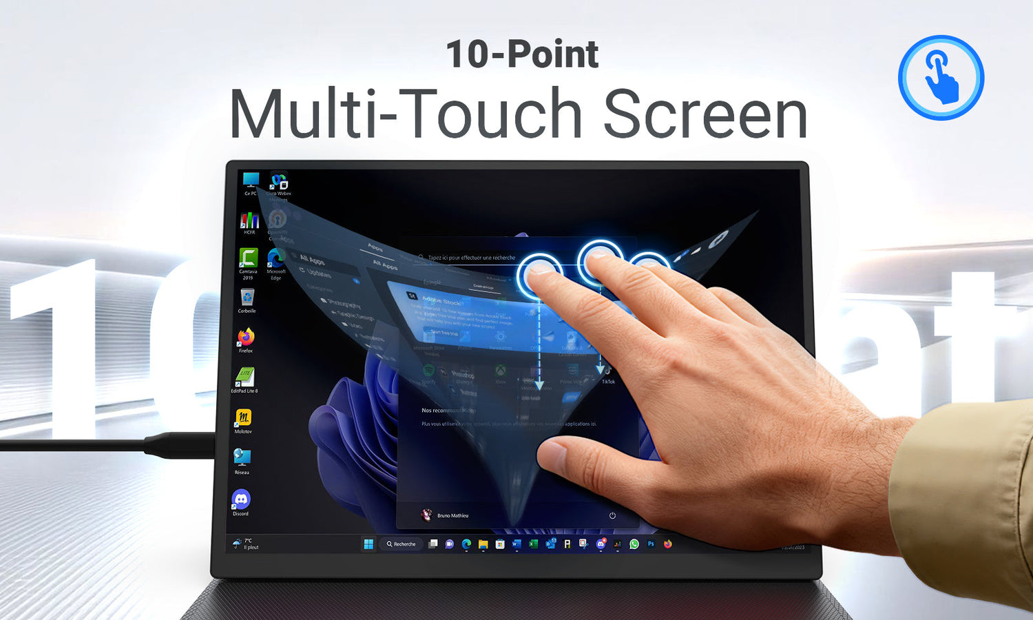 MINIX SF10T is a 10.5-inch Portable Touch Monitor with USB-C Single-Cable Power