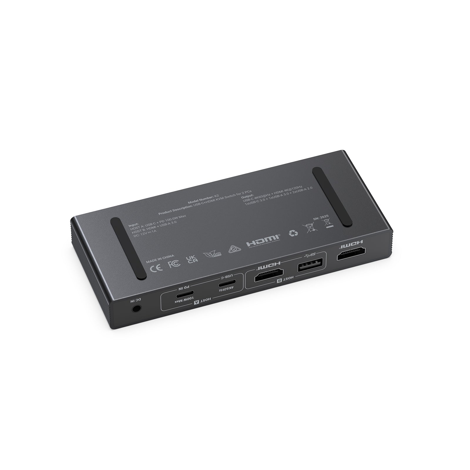 MINIX K2 USB-C+HDMI KVM Switch for 2 PCs