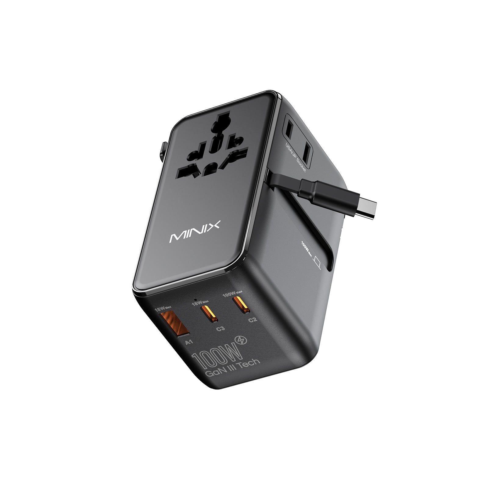 MINIX TP100C GaN-III 100W Universal Travel Adapter with Cable