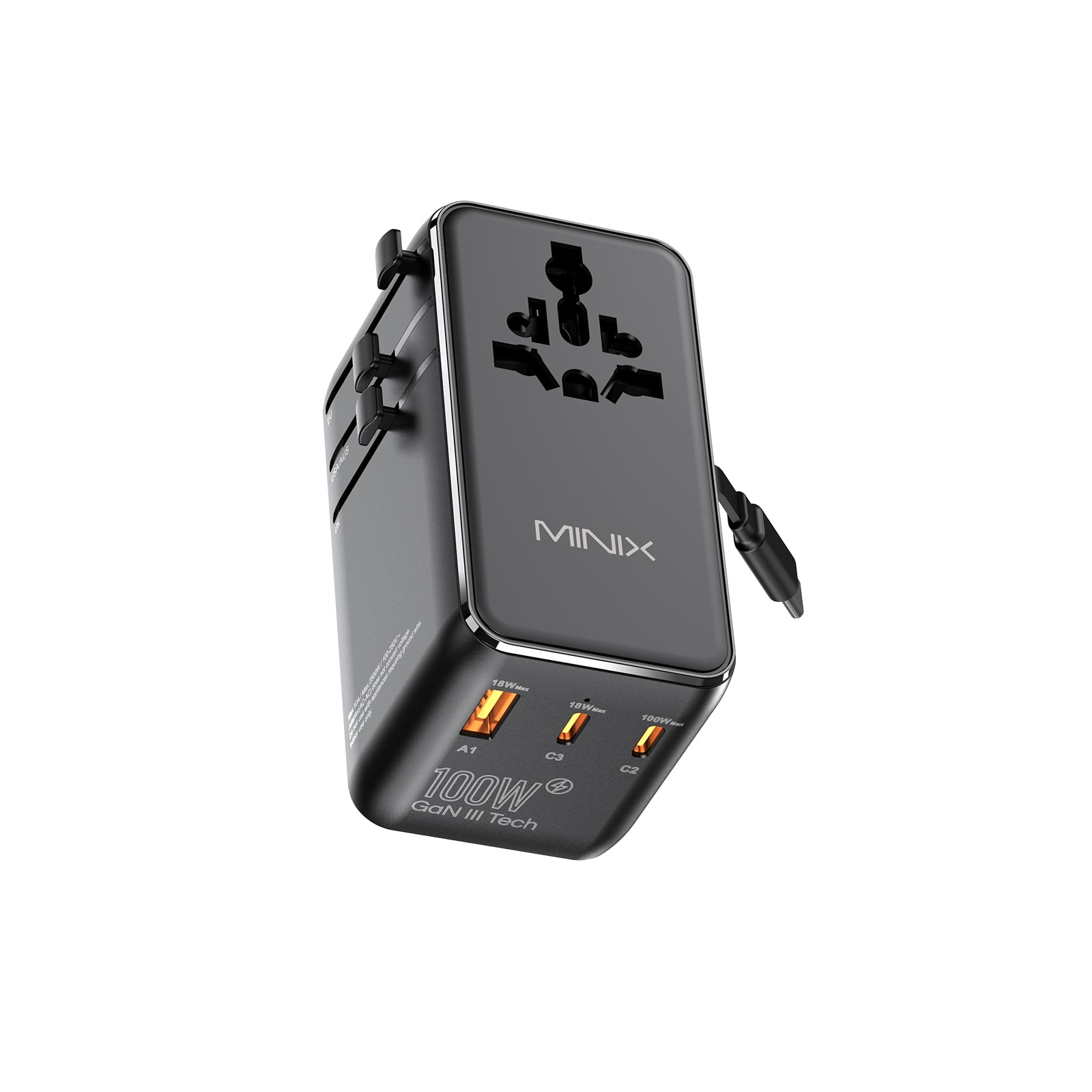 MINIX TP100C GaN-III 100W ユニバーサルトラベルアダプター（ケーブル付き）