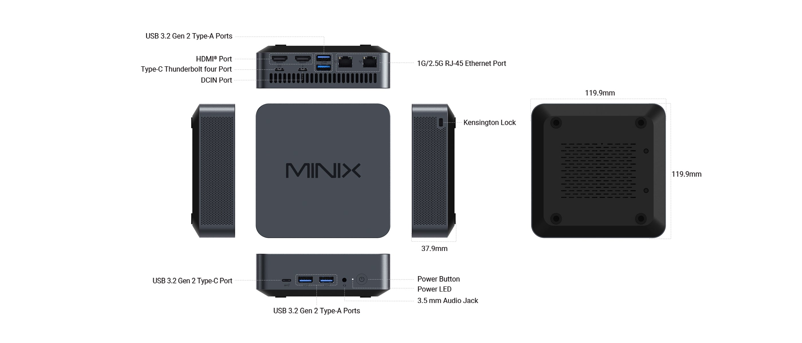 Minix N512 512GB SSD Mini PC - Intel i5-12600H, 8K, WiFi 6