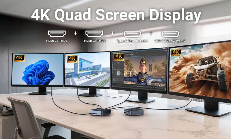 支援四個 4K 顯示器