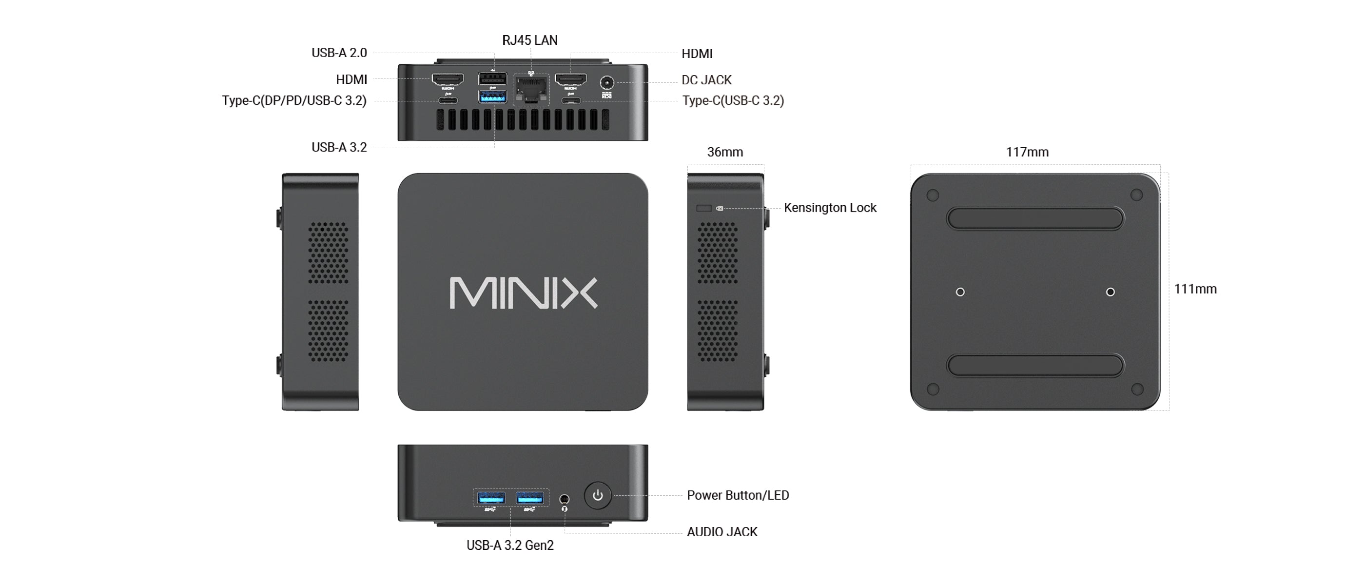 Minix NUC355 Mini PC - Triple 4K, 16GB LPDDR5X, 2.5G LAN